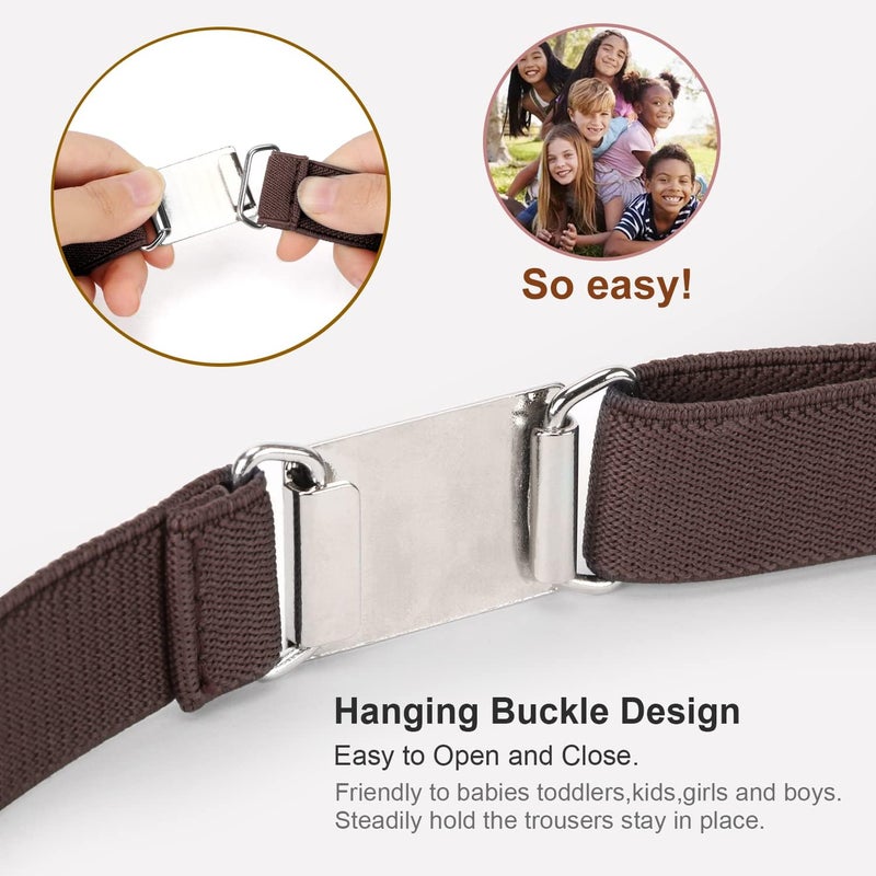 Jas. Good Kids Toddler Belt Elastic Stretch Adjustable Belt for Boys and Girls with Silver Square Buckle 2 Pack - Image 2